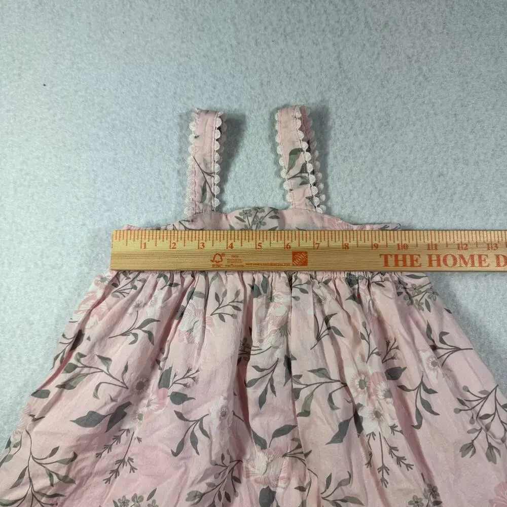 Joie Dress Baby Girl 18M Pink Floral Shoulder Tank Strap Dress Lace Trim